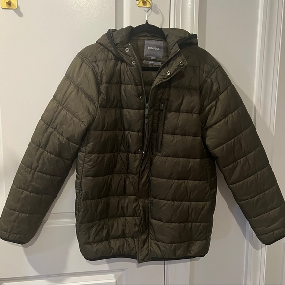 $298 BONOBOS S Quilted Men's Olive Puffer Jacket - Picture 4 of 9